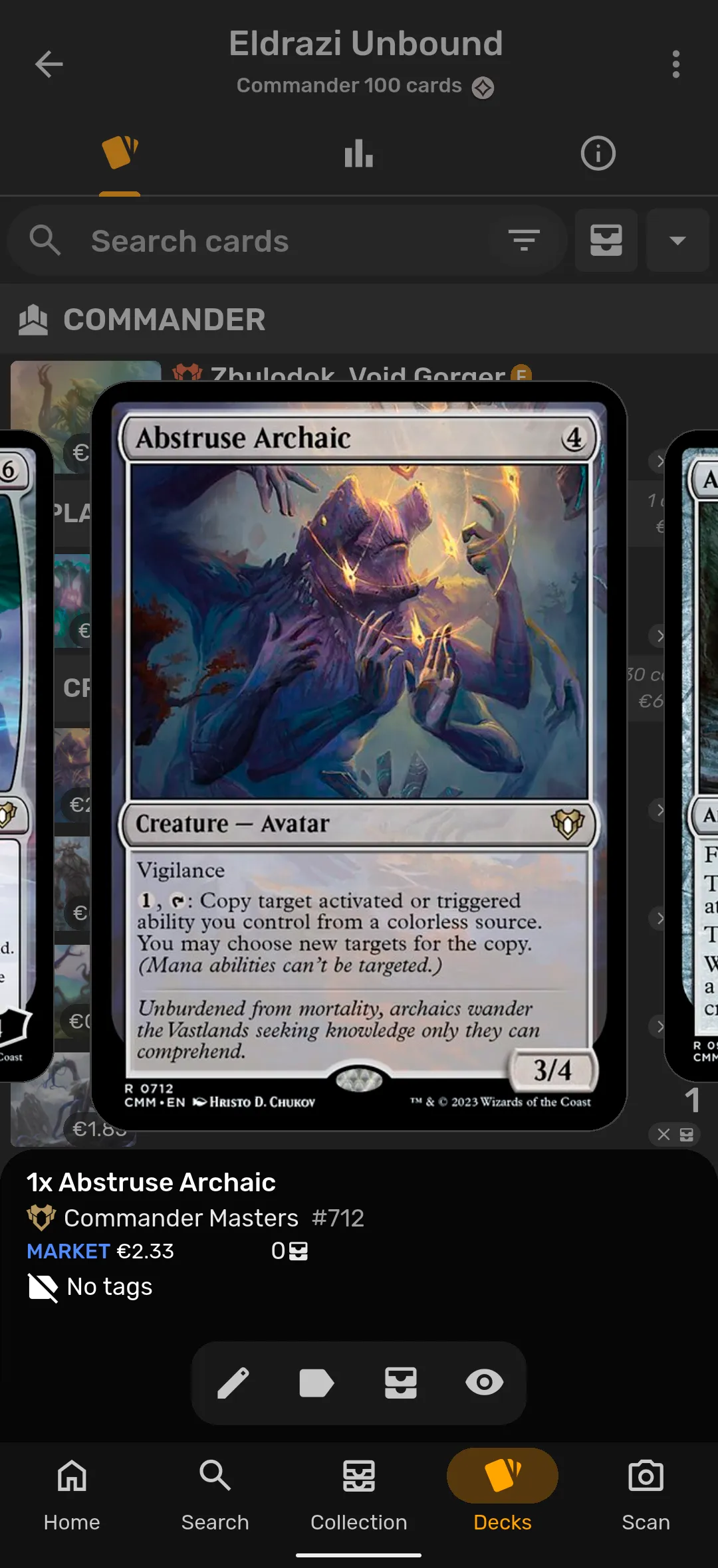 Deck card view
